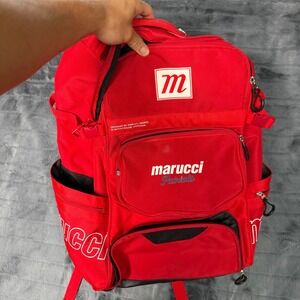 Marucci Patriots Baseball Backpack Red Sports Gear Bag Padded Laptop Sleeve